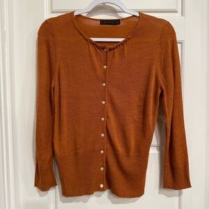 The Limited Women's Rust Orange Button-Front Lightweight Sweater Size Small